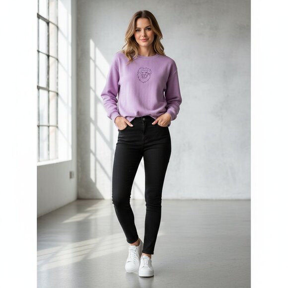 Topshop Tops - Topshop Graphic Sweatshirt with lion Purple Small- some discoloration